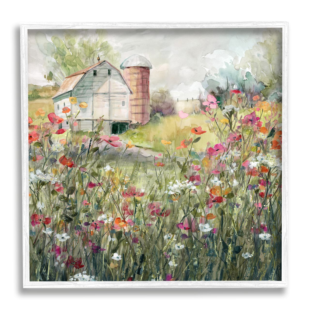 Stupell Industries Vibrant Flower Blossoms Rural Barn Framed Giclee Art